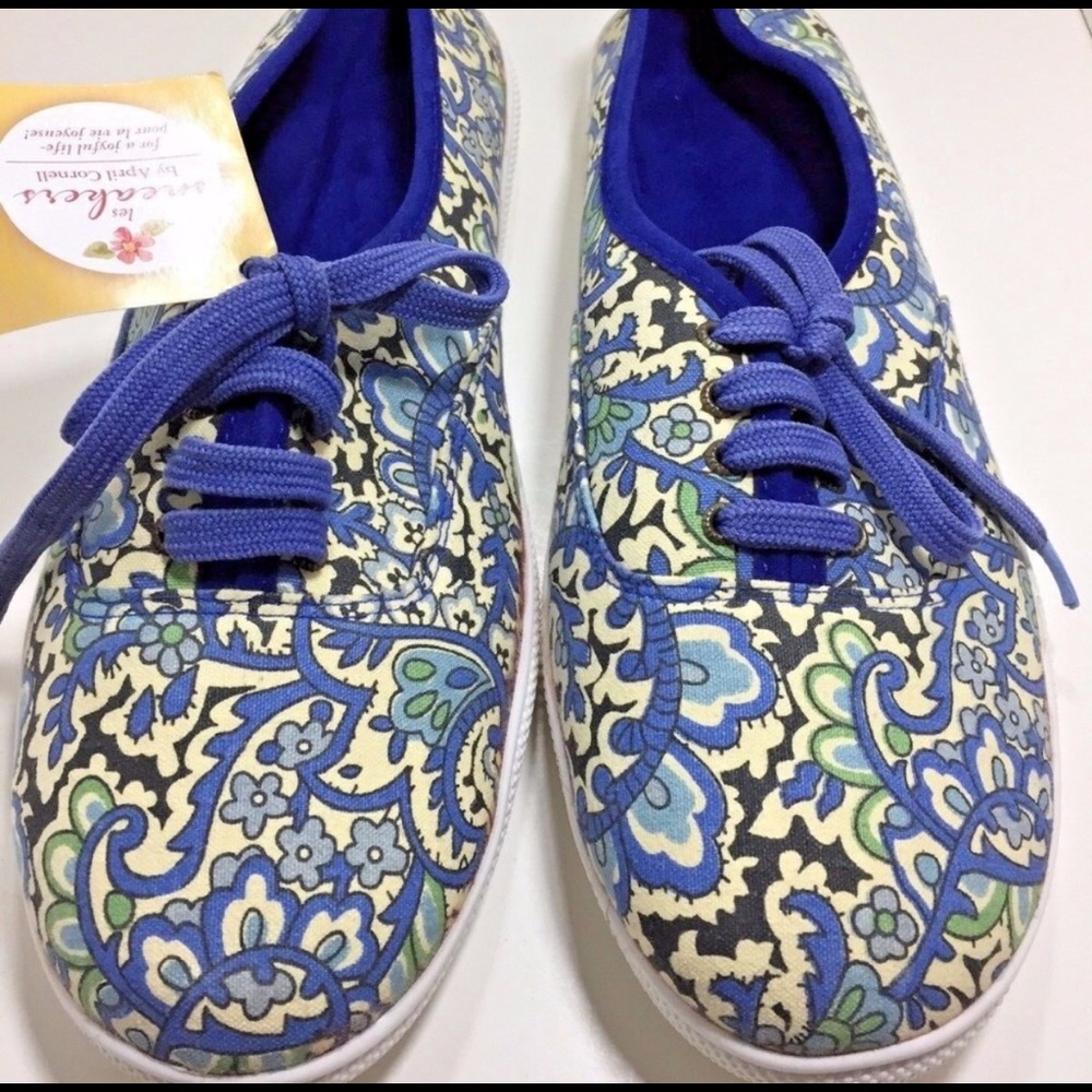 April Cornell Floral Shoes les Sneakers Blue